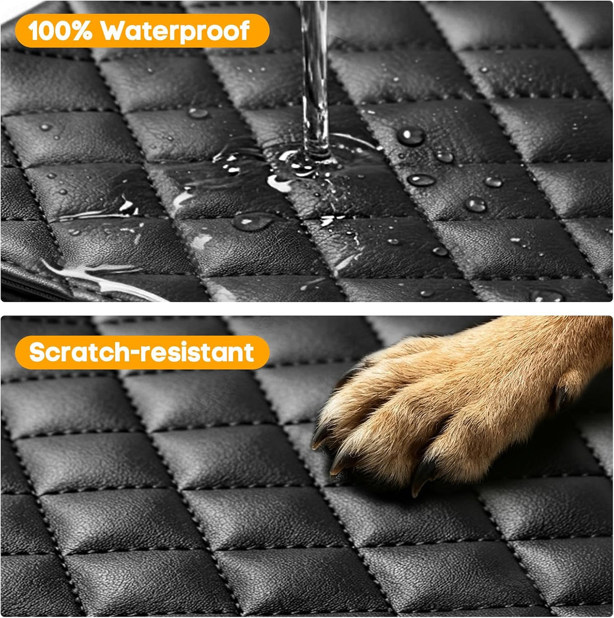 peticon front seat car cover 2 pack, pu, close-up detail
