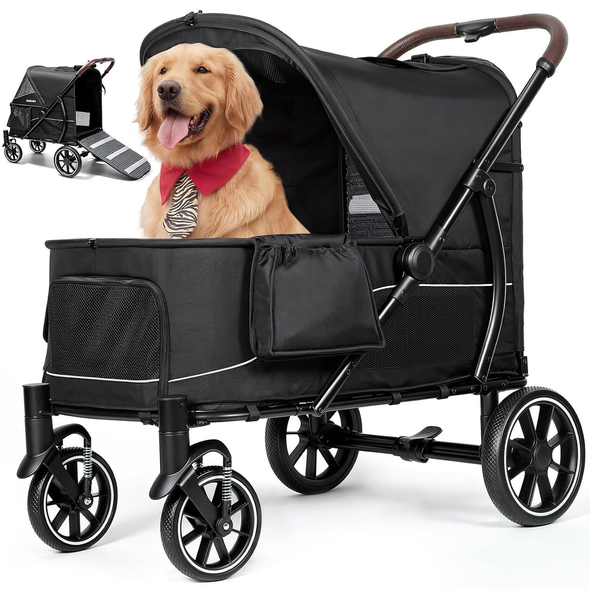 elemara large dog stroller with walk-in ramp, up, main product view
