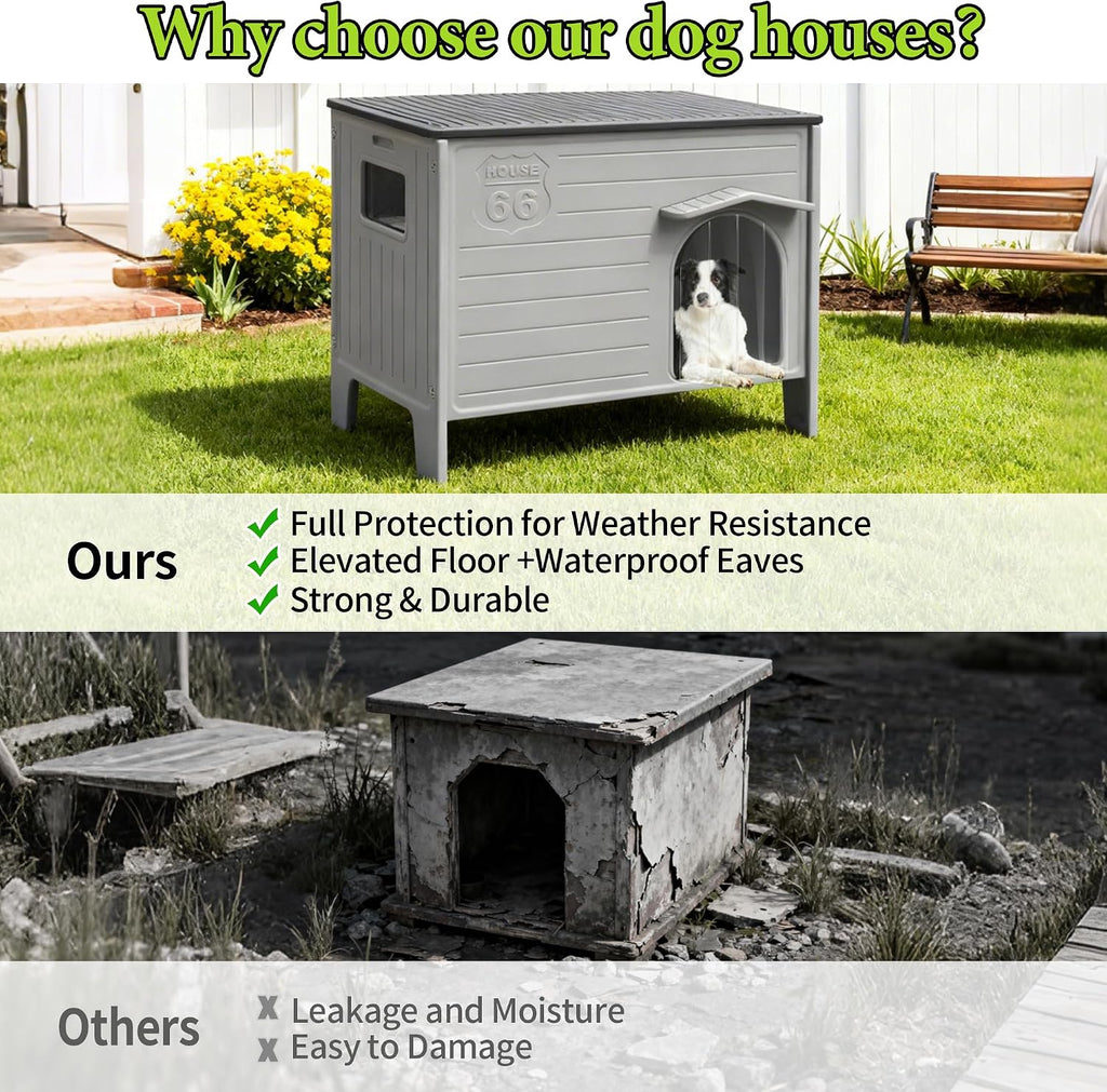 dog house outdoor weatherpoof plastic large dogs houses shown in use