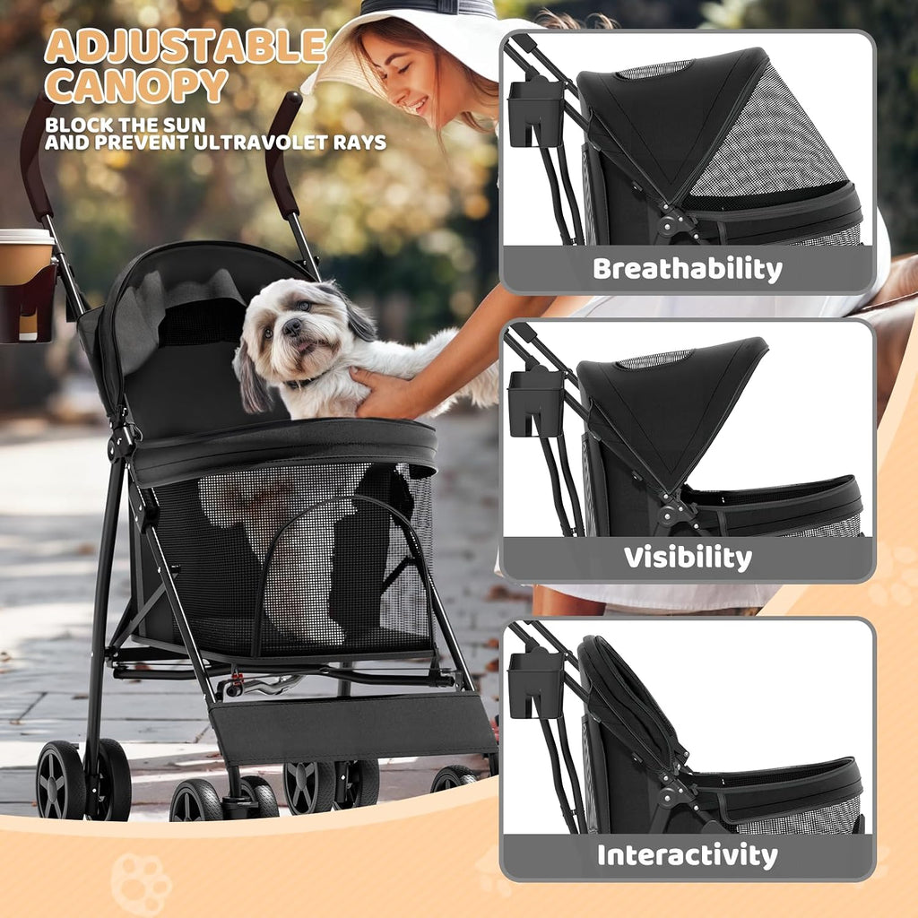 magshion compact fold pet travel stroller for small showing dimensions
