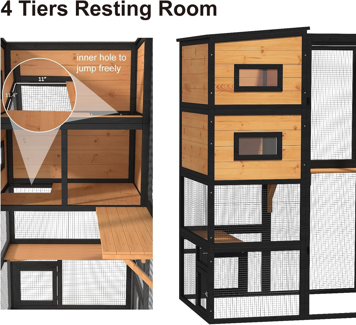 timhaka catio outdoor cat enclosure, 70 inch large, side view