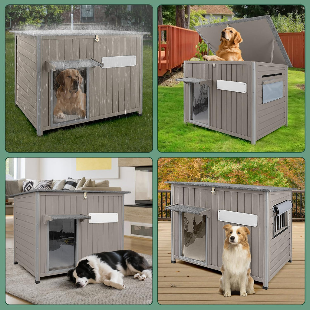 petscosset 43.3" l large outdoor dog house weatherproof on a desk or shelf