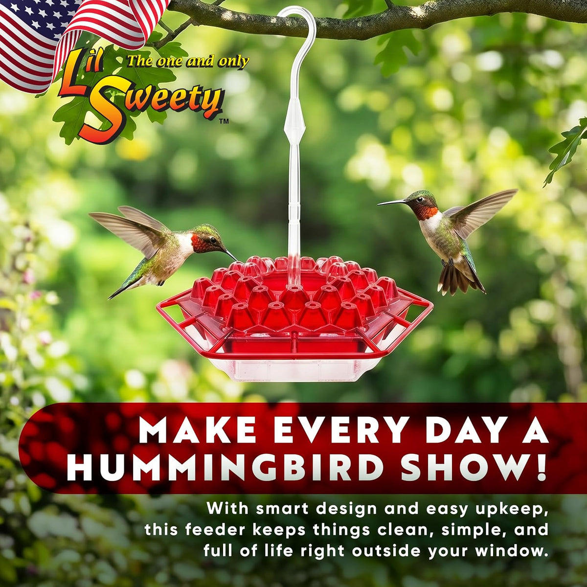 lil sweety hummingbird feeder for outdoors hanging, 12 shown in use