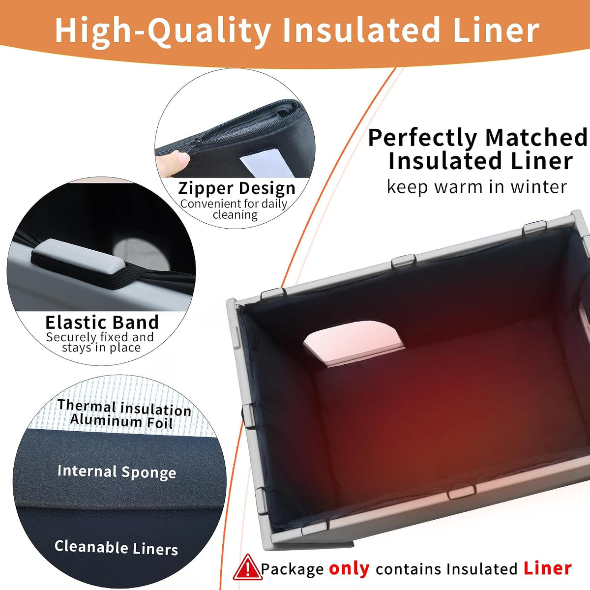 insulated outdoor dog house liner for 38 inch, side view