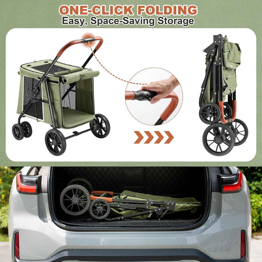 medium dog stroller, dual entry one-touch folding,small and, package contents