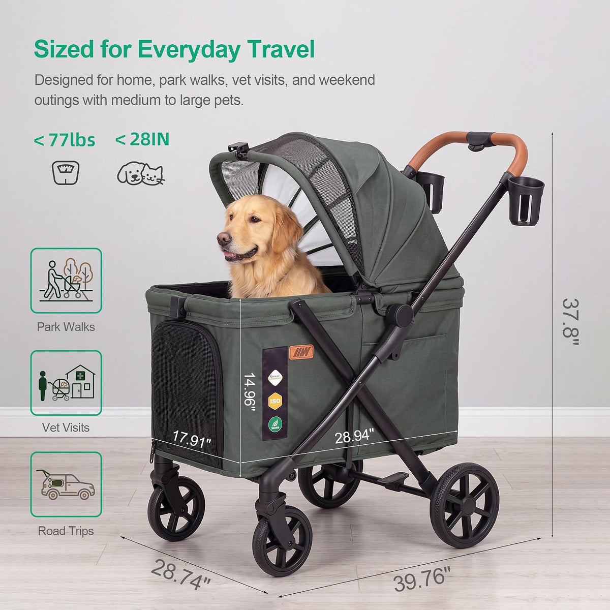 jwx pet stroller for medium and large dogs, view 9