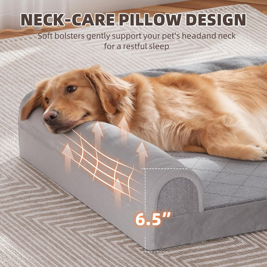 simple trending orthopedic large dog bed, waterproof pet showing dimensions