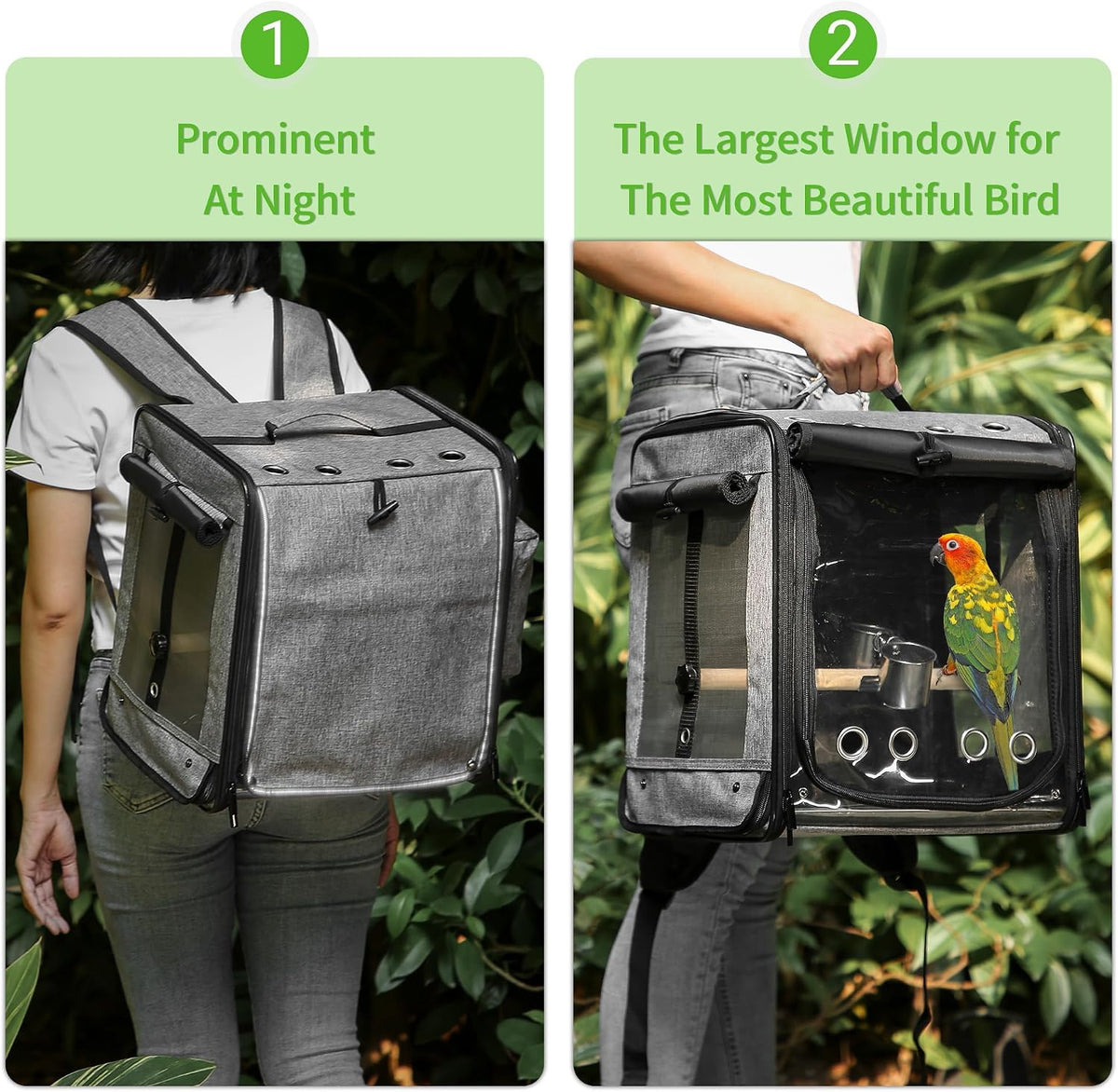 sanmoncare bird carrier for car travel with seat, side view