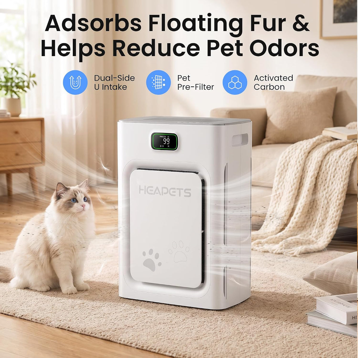 pet air purifier for home 2500 sq ft shown in use