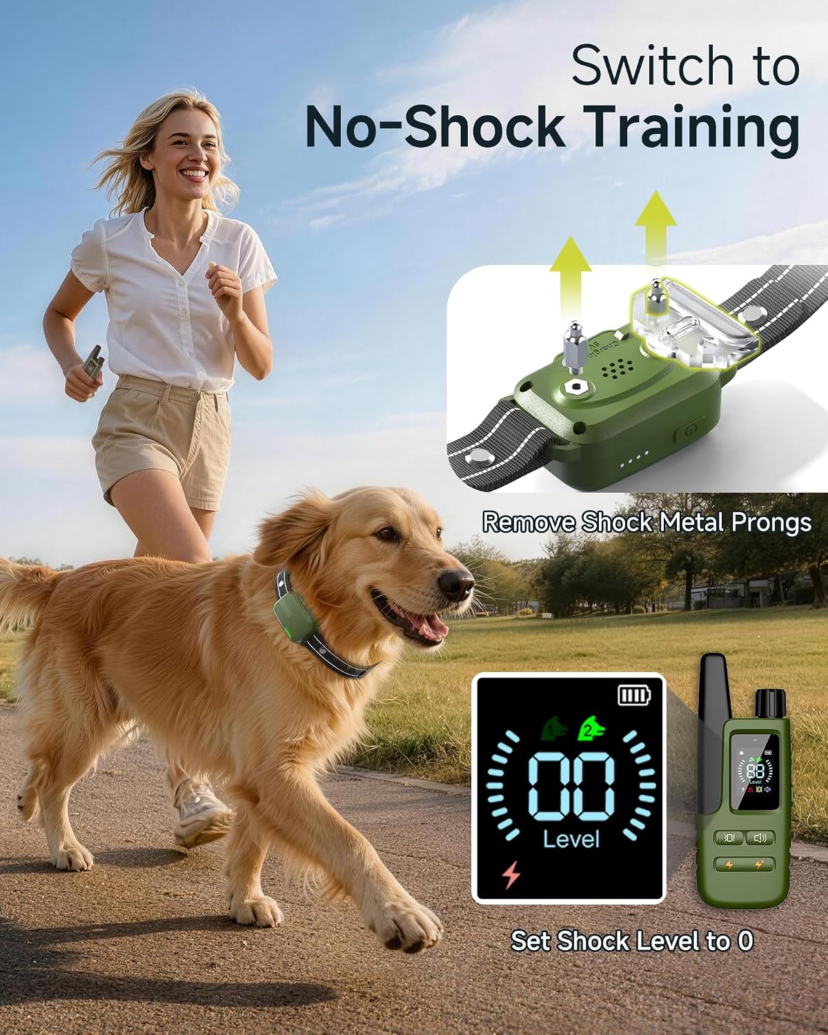 dog shock collar - 4500ft dog training collar, side view