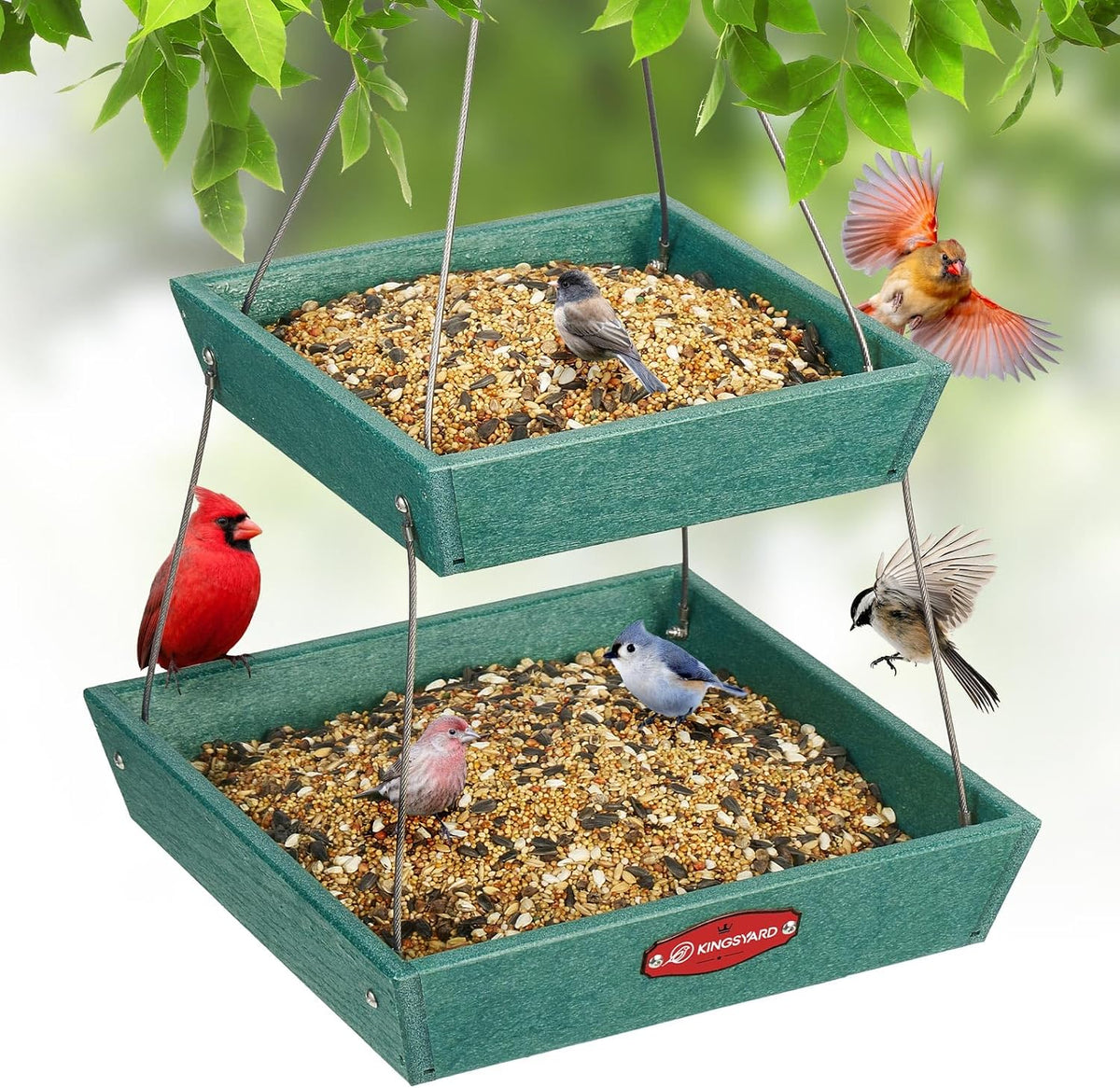 kingsyard 2 tier platform bird feeder for outdoors, main product view