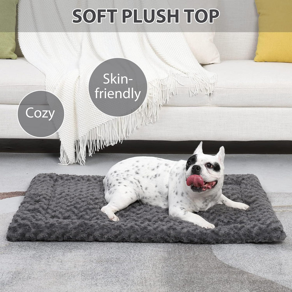 exsnugy washable dog bed mat large size fluffy shown in use