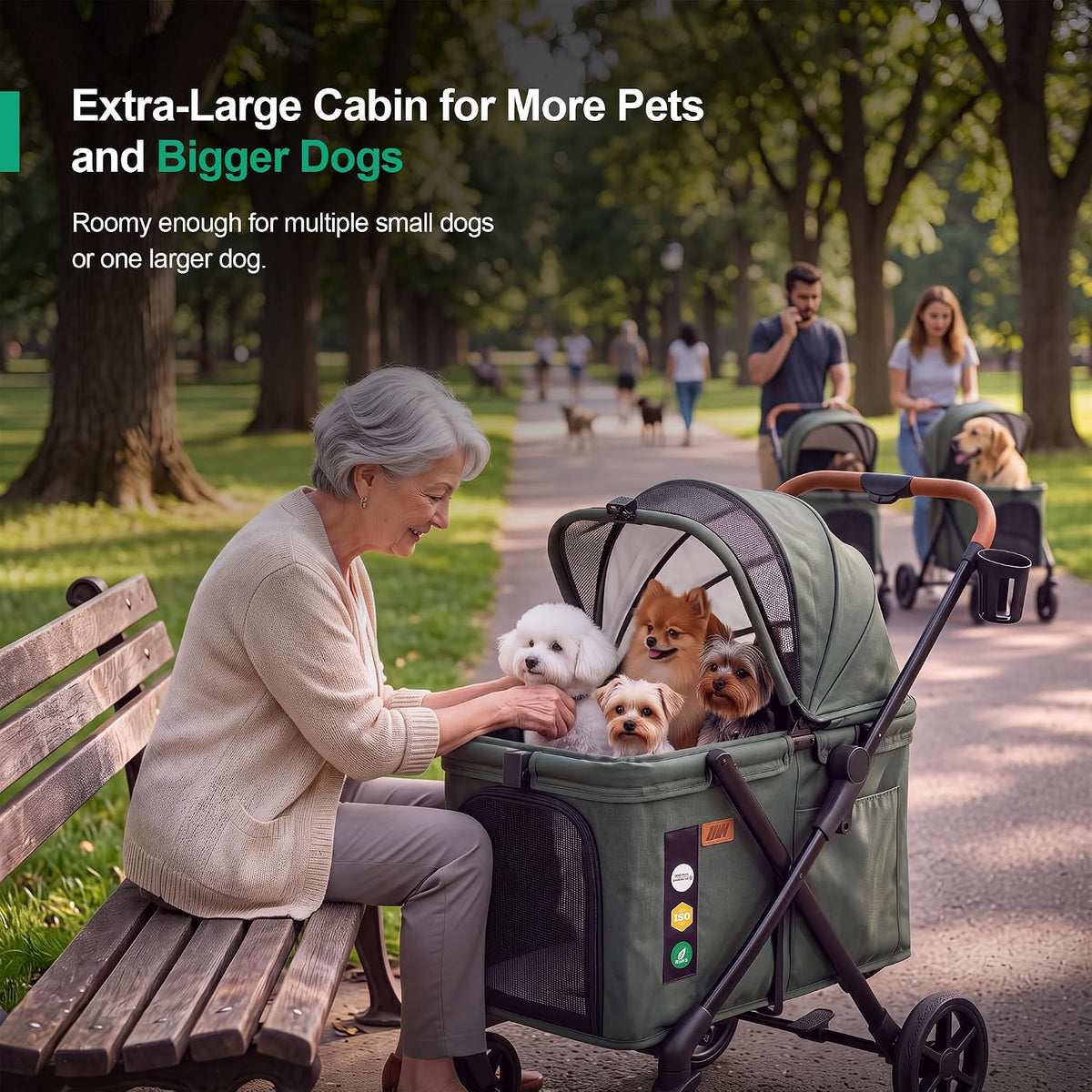 jwx pet stroller for medium and large dogs shown in use