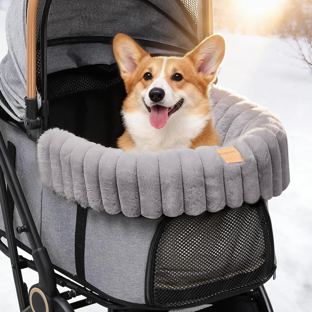 gtplayer pet stroller mat, plush quilted dog &, side view