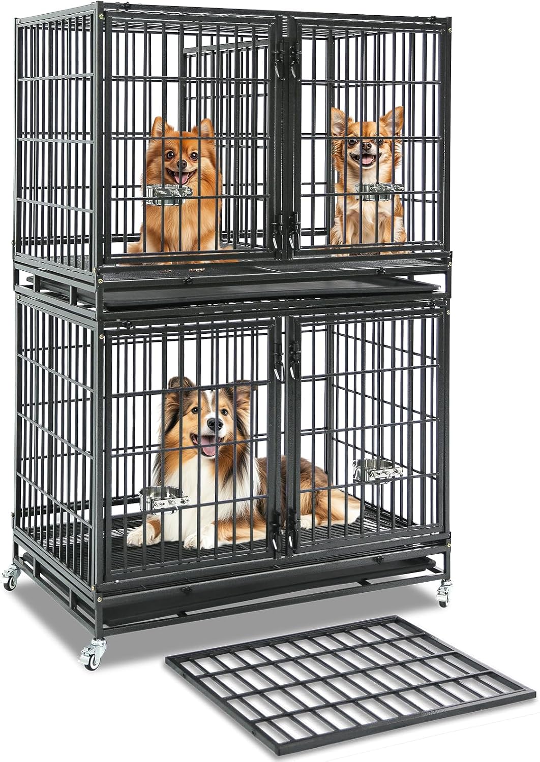 two tiers 42 inch stackable heavy duty dog, main product view