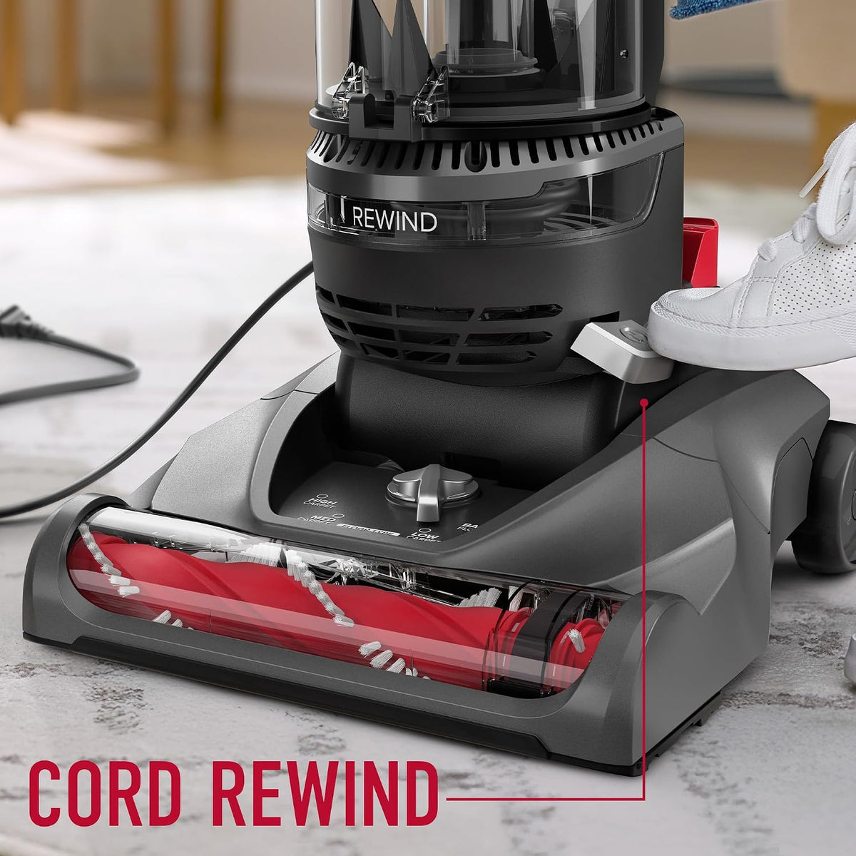 hoover rewind pet upright bagless vacuum cleaner for shown in use