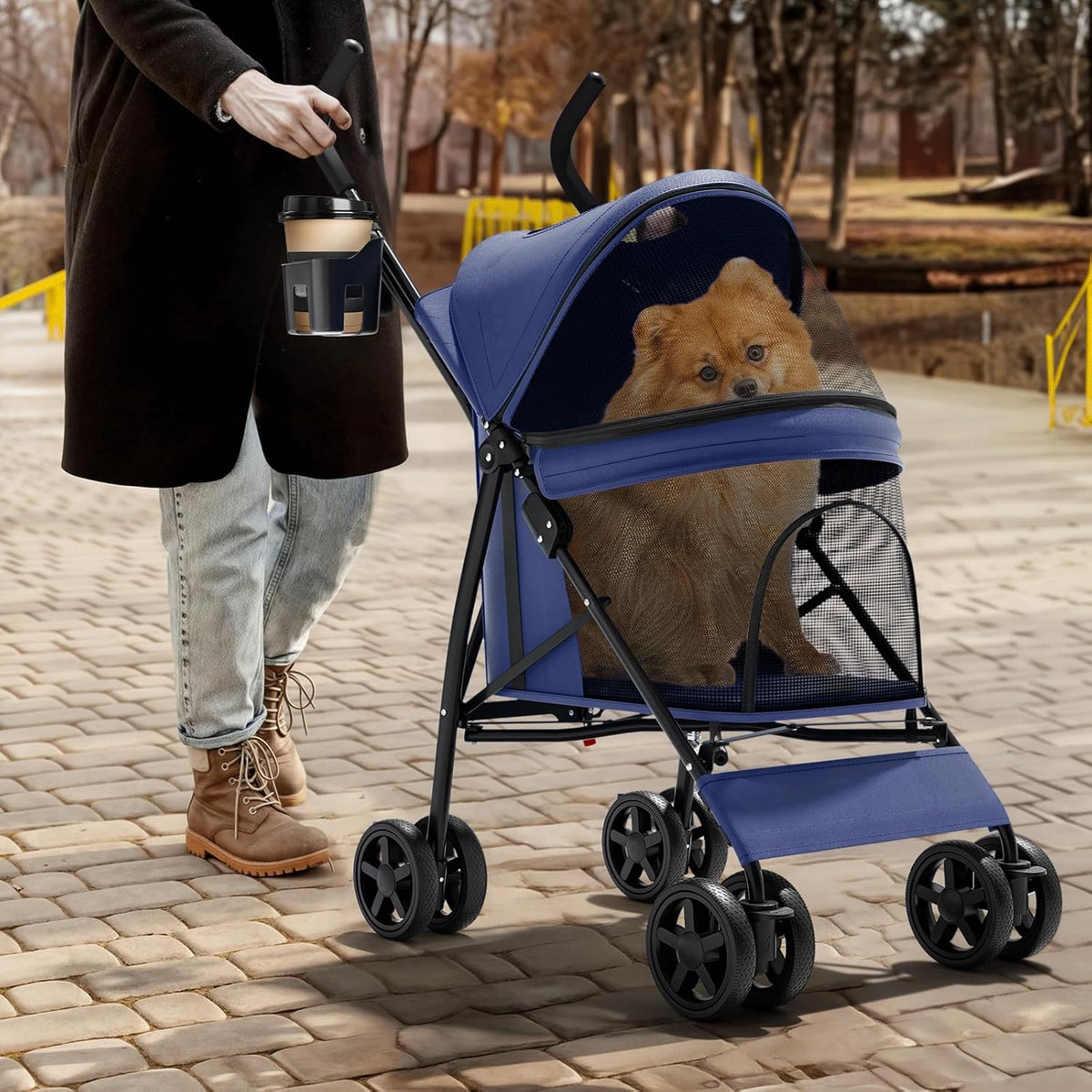 magshion compact fold pet travel stroller for small, close-up detail