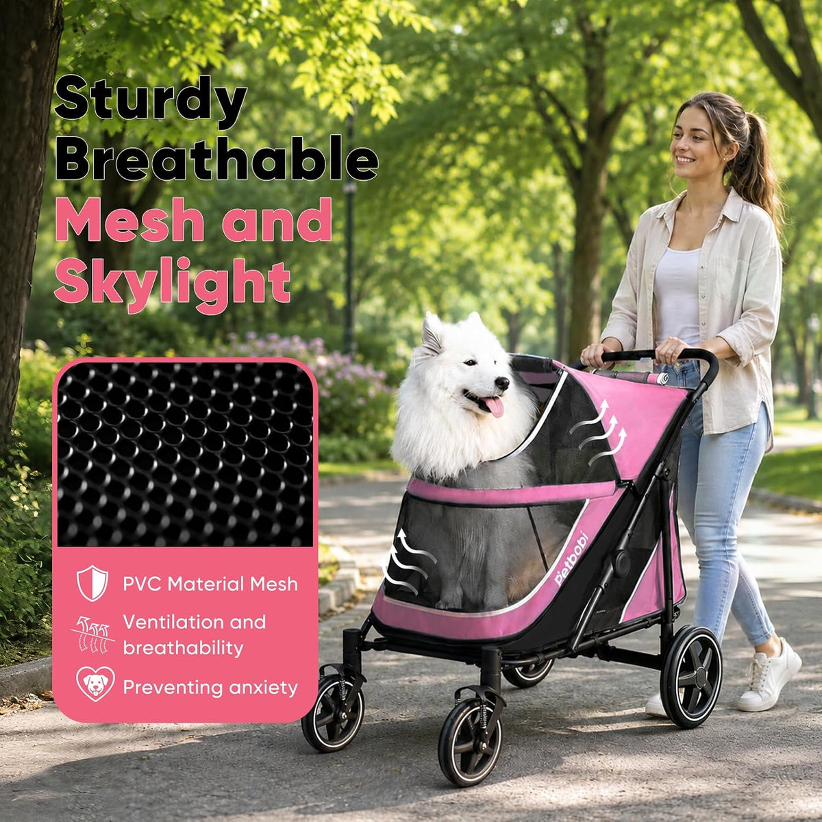 petbobi dog stroller for large medium dogs up on a desk or shelf