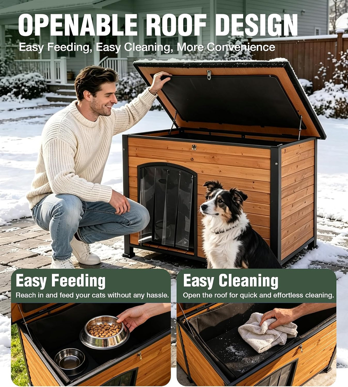 gutinneen large heated outdoor dog house with heating, front angle view