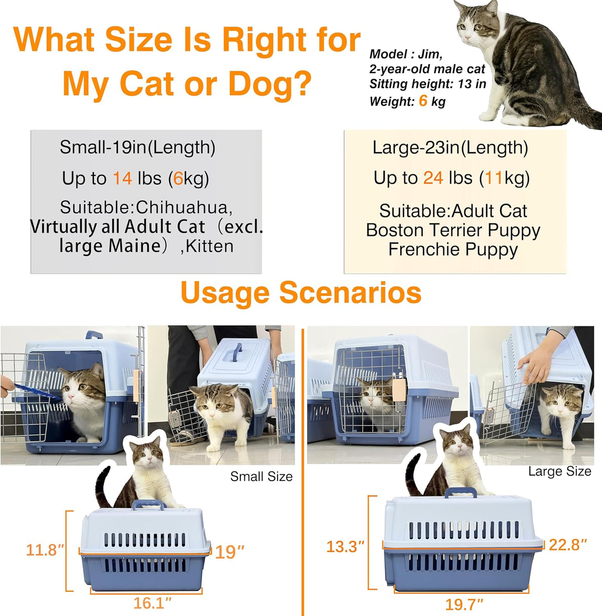 pets carrier,kennel,19in,long,hard-sided,for cat up to 14lb,suit for airline/road, side view