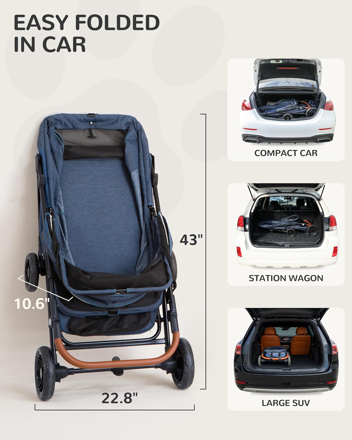 dog stroller for large & medium dogs (20–132, side view