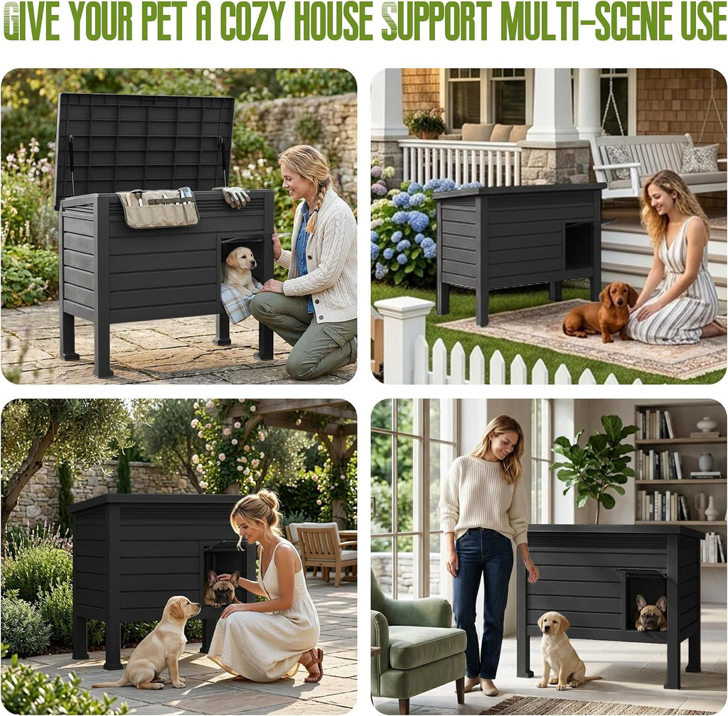 drato indoor & outdoor resin dog house with, front angle view