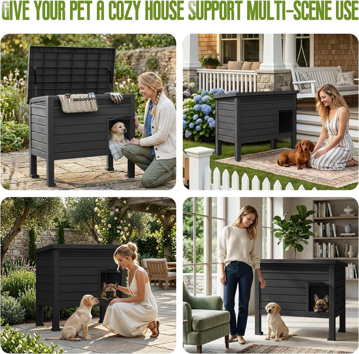 drato indoor & outdoor resin dog house with, front angle view