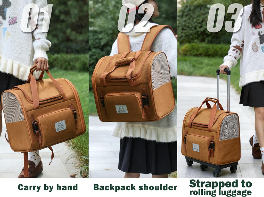 cat backpack expandable, cat carrier for travel & showing dimensions