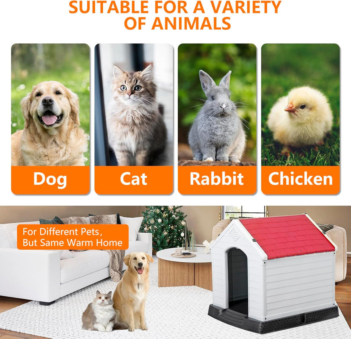 zeny plastic dog house - waterproof dog kennel, close-up detail