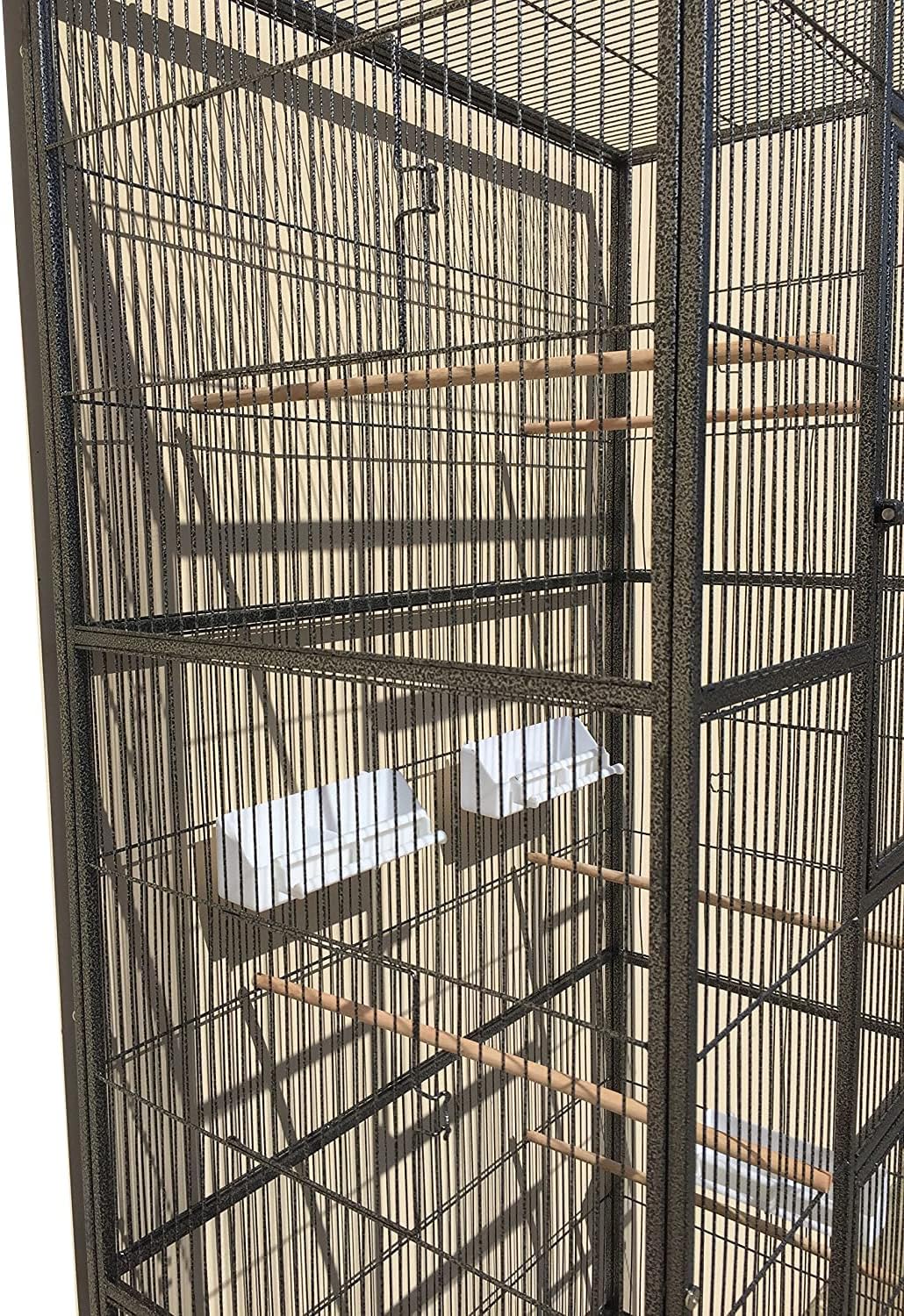 x-large double stacker wrought iron cage bird flight showing dimensions