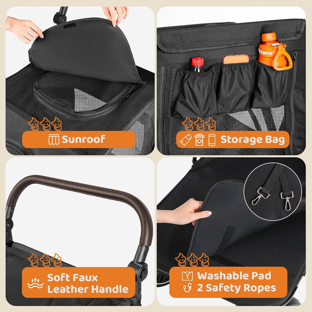 mamizo foldable dog stroller for large & medium, view 9