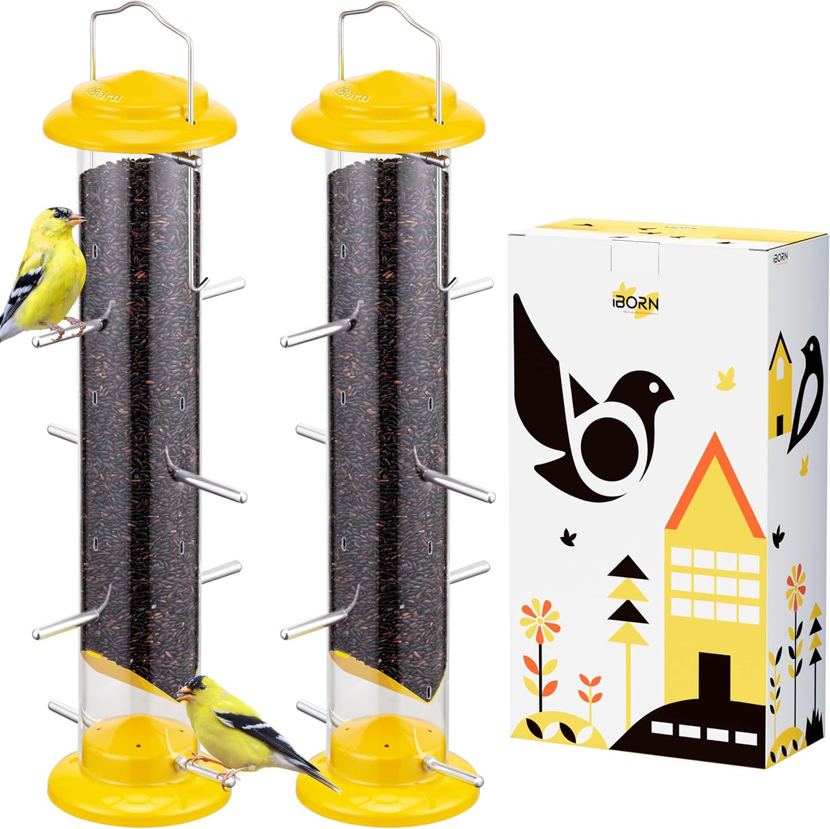 iborn finch feeders for outside,14 inch tube bird, main product view