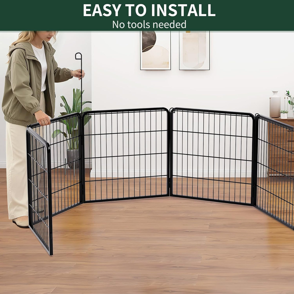 petime dog playpen,metal exercise puppy pen heavy duty, side view