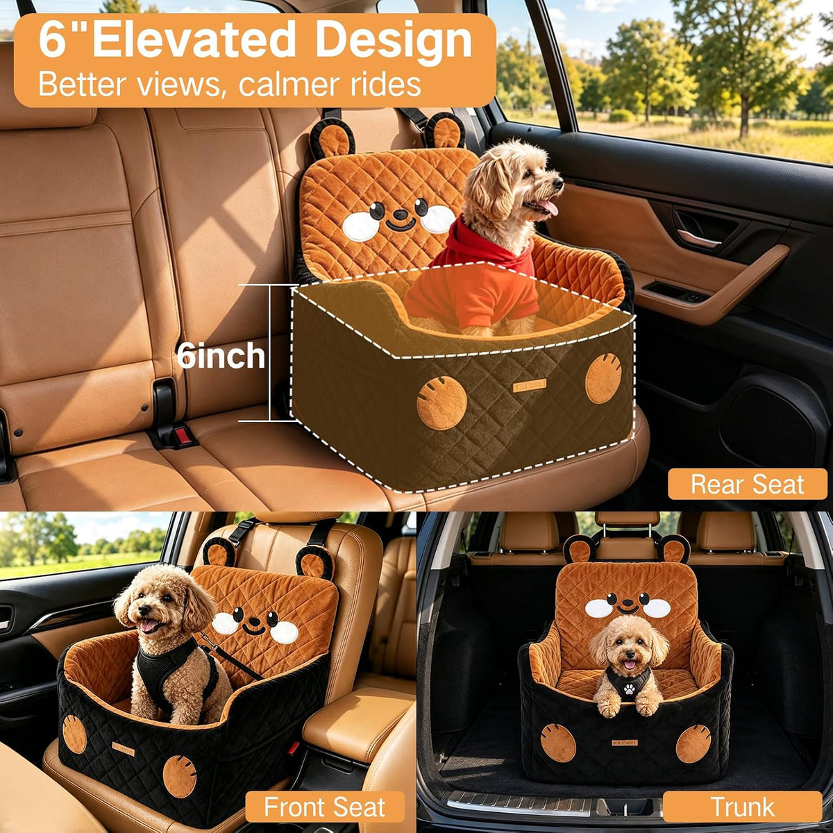 dog car seat for small medium dogs up, close-up detail