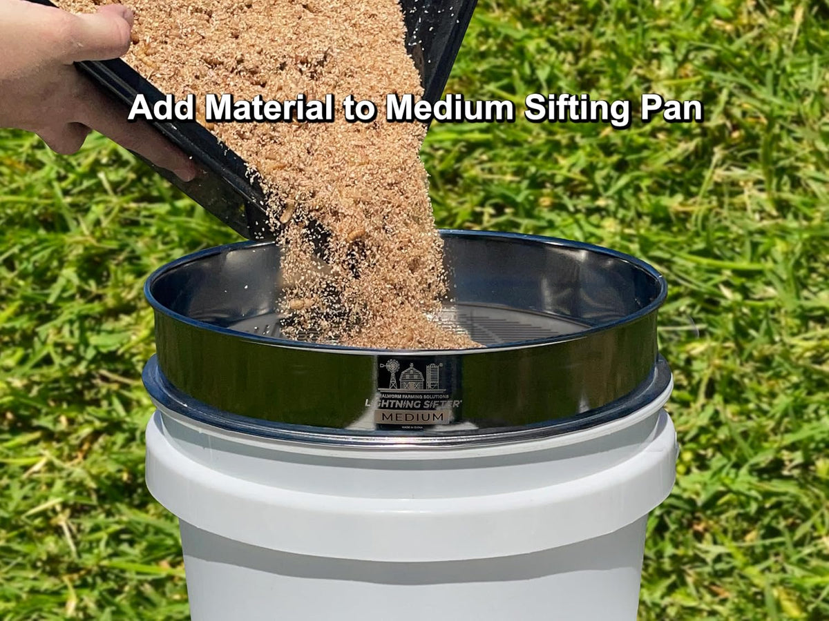 mfs' d-11 lightning sifter medium mealworm sifting pan, close-up detail