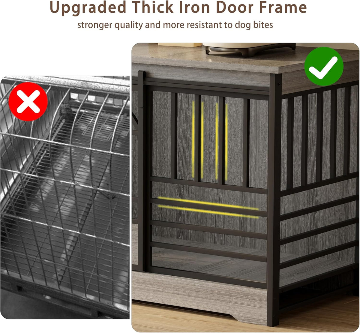 cozpaw 78" double dog crate with divider, grey showing dimensions