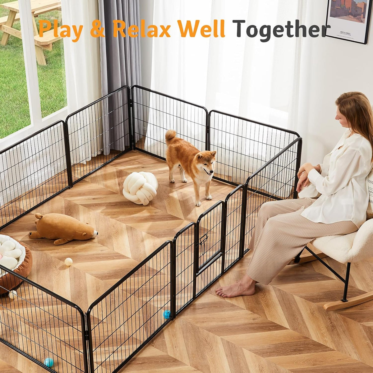newbulig dog playpen indoor 40 inch 6 panels, close-up detail