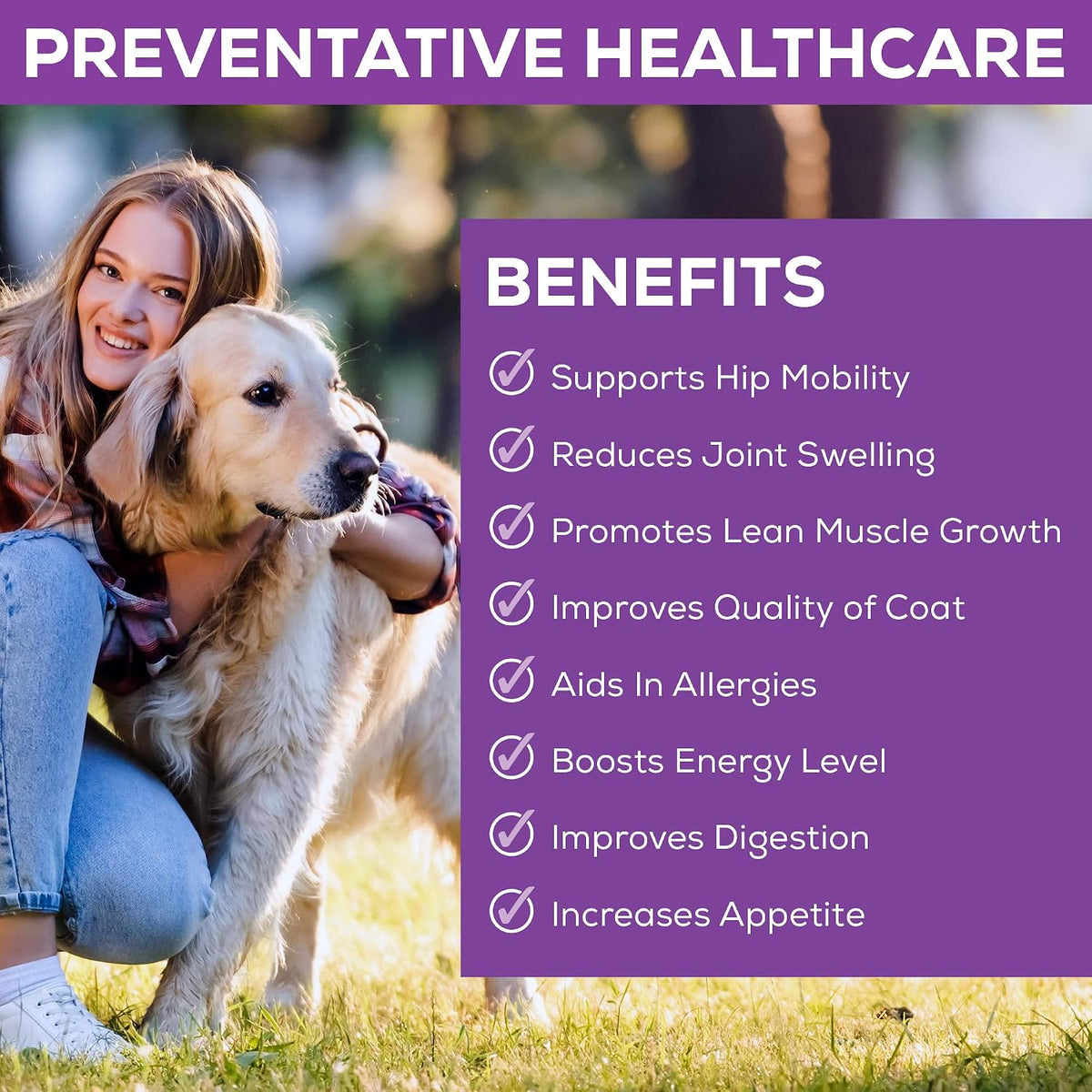 premium collagen gelatin protein for dogs, 8 lb shown in use