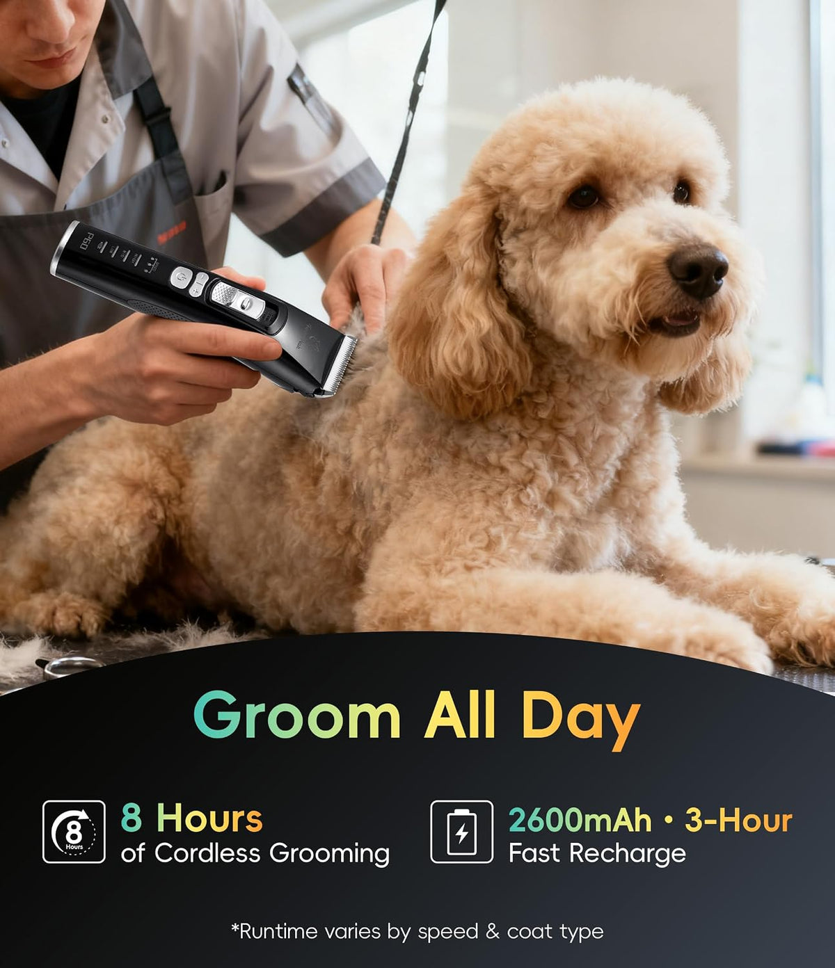 dog grooming clippers for thick heavy coats 3 shown in use