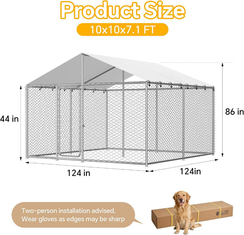 10x10ft large outdoor dog kennel outside, heavy duty shown in use