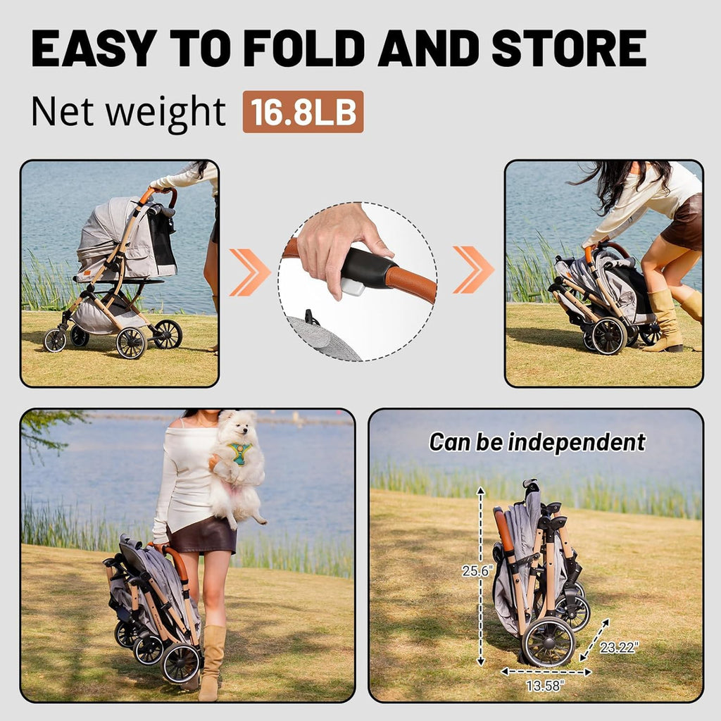echosmile small medium dogs stroller 4-wheel pet strollers, package contents