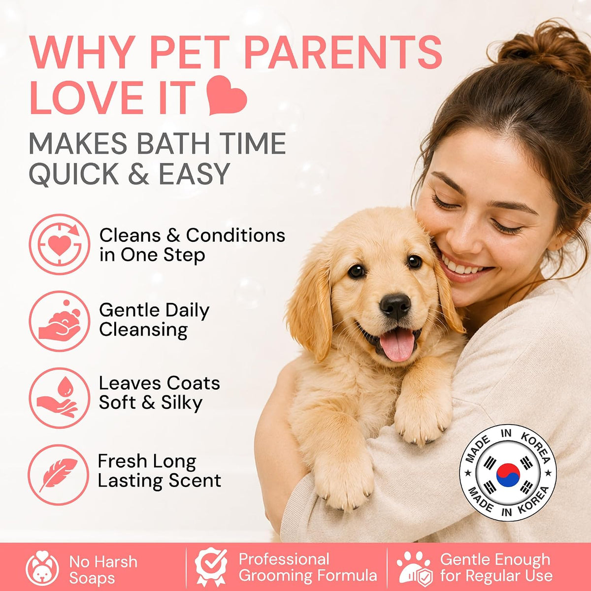 natural puppy shampoo and conditioner tear free with, side view
