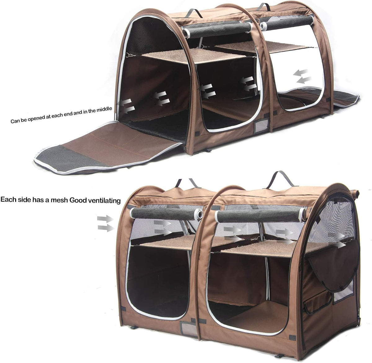 mispace portable twin compartment show house cat cage/condo, close-up detail