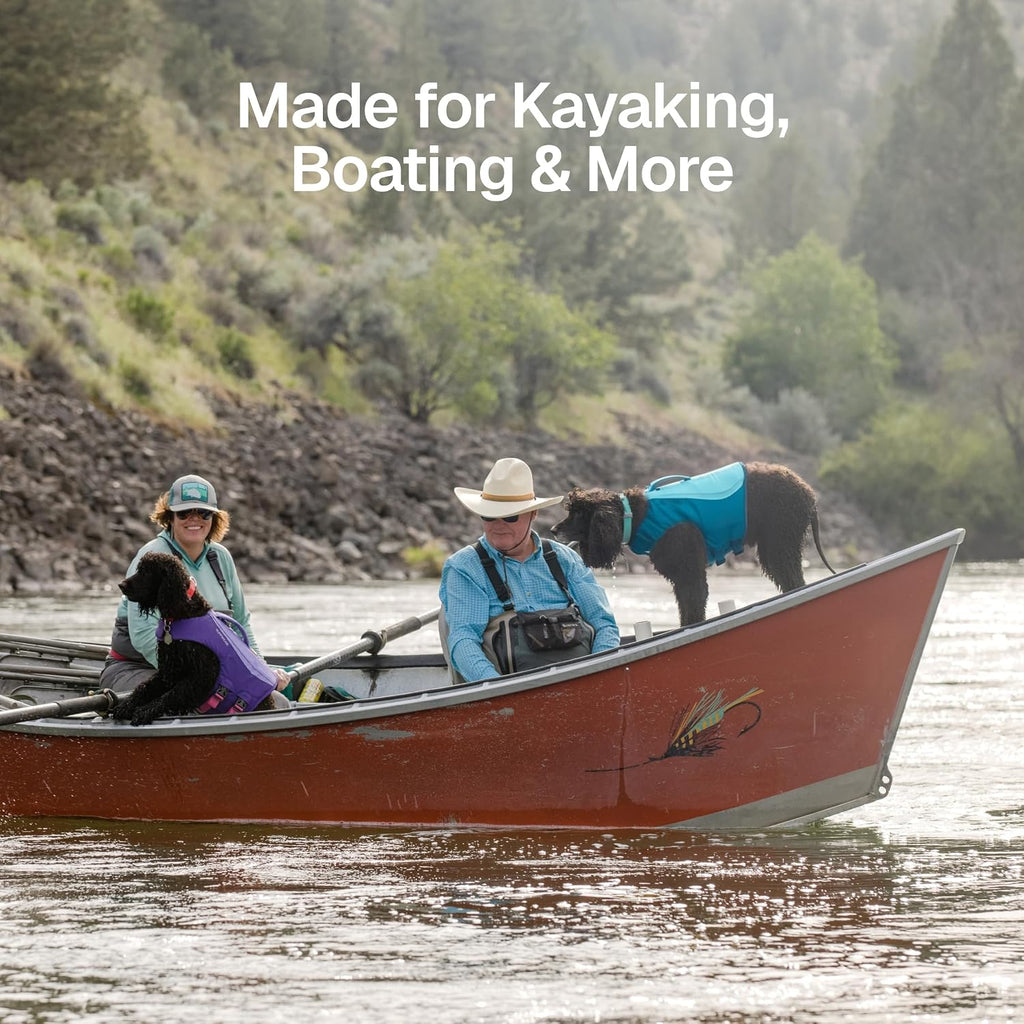 ruffwear, float coat dog life jacket, swim vest shown in use