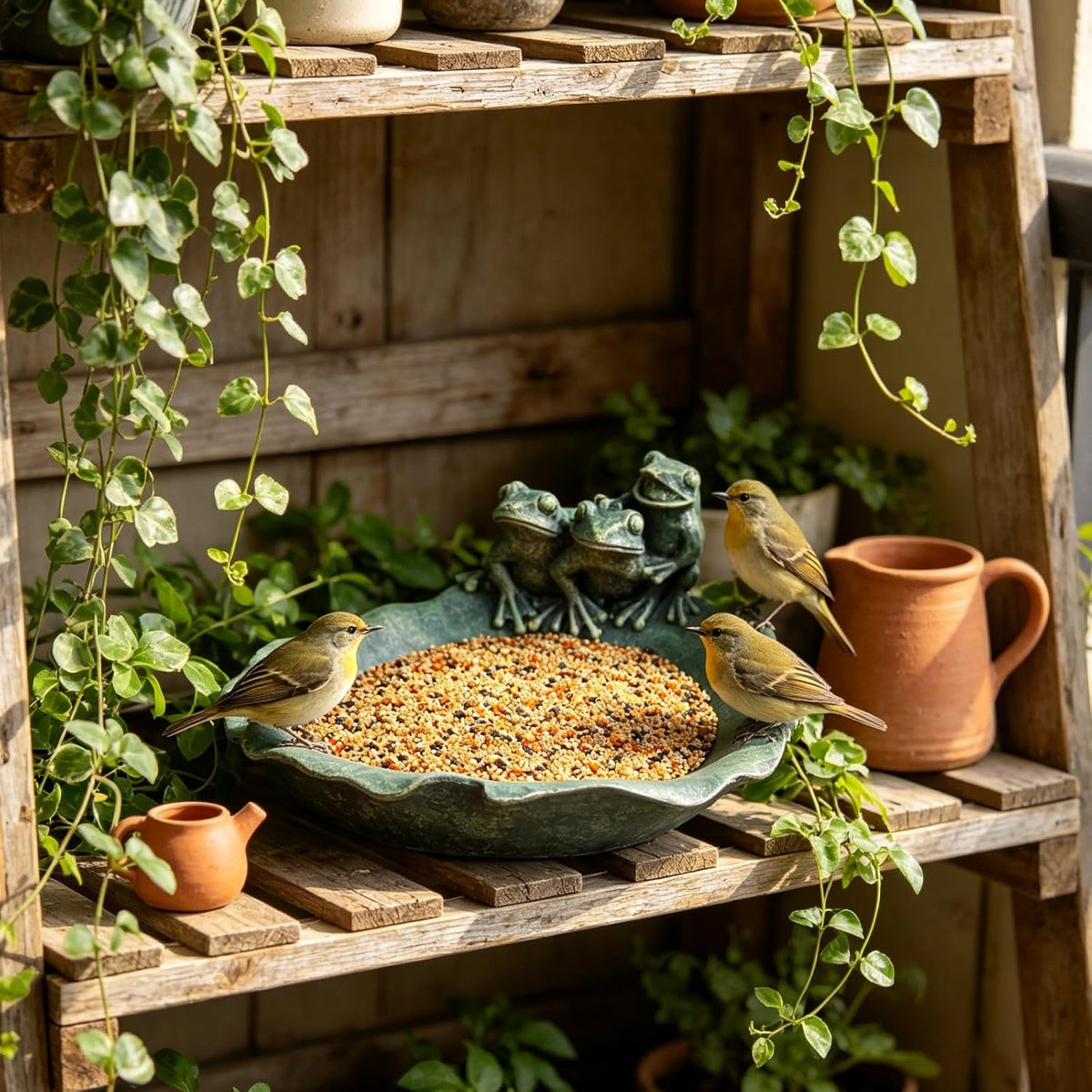 wild bird feeder birdbath bowl - garden decorations showing dimensions