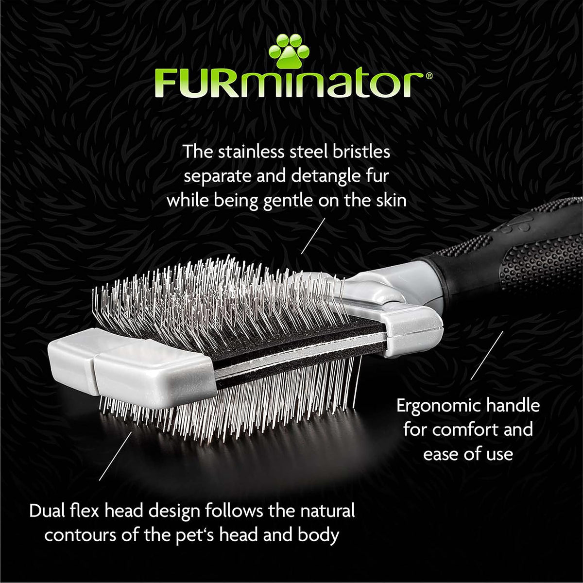 furminator large slicker brush for dogs & cats showing dimensions