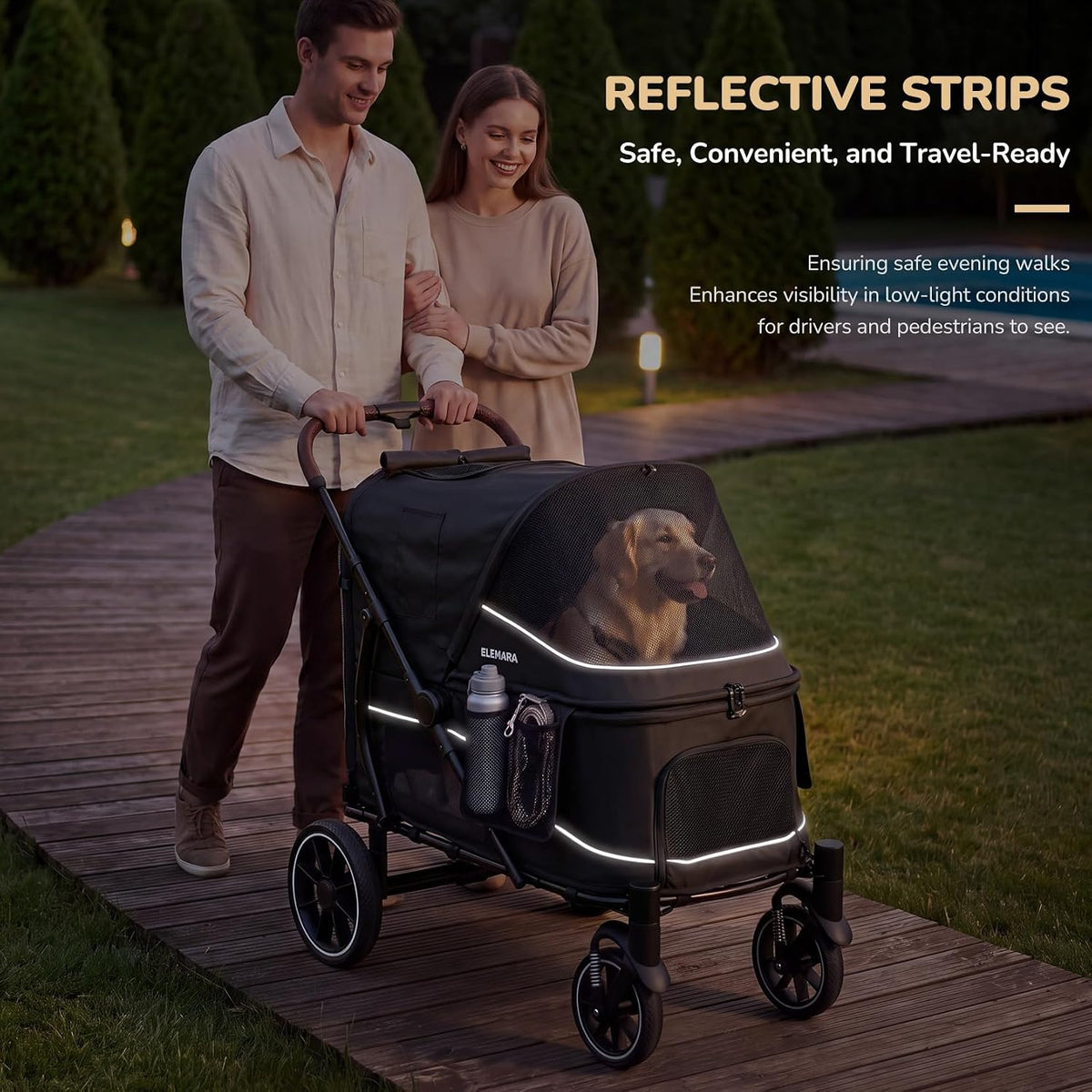 elemara large dog stroller with walk-in ramp, up, view 9