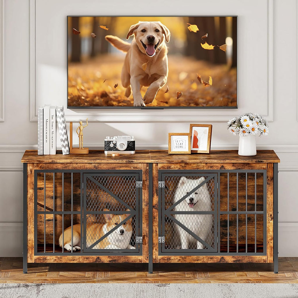 choezon 71" double dog crate furniture for 2, side view