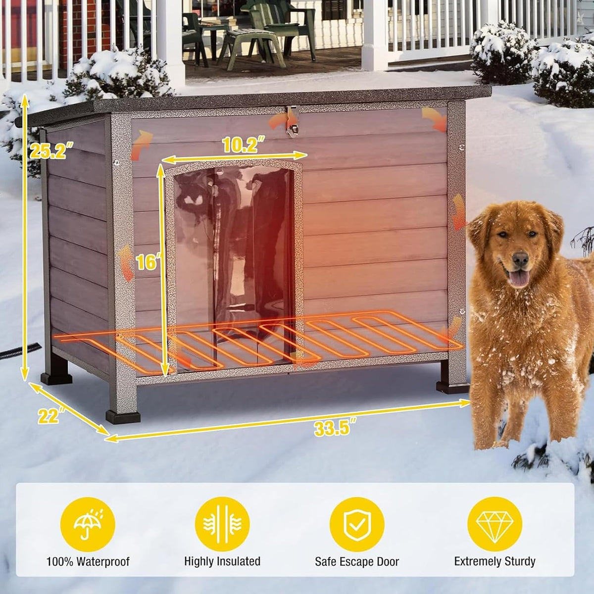aivituvin dog house with insulated liner, heated outdoor, view 9