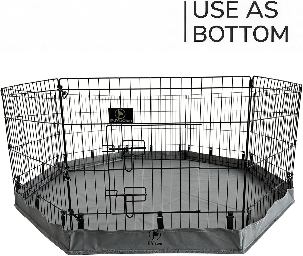 pjyucien puppy playpen with bottom pad and door, close-up detail